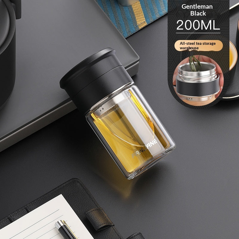 Chinese Character Simplificationcomplication Tea-water Separation Glass Cup Double-layer Teacup Pass
