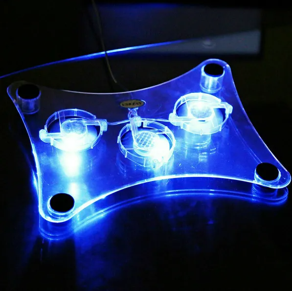 3 Fans USB Cooler Cooling Pad Stand LED Light Radiator For Laptop PC Notebook