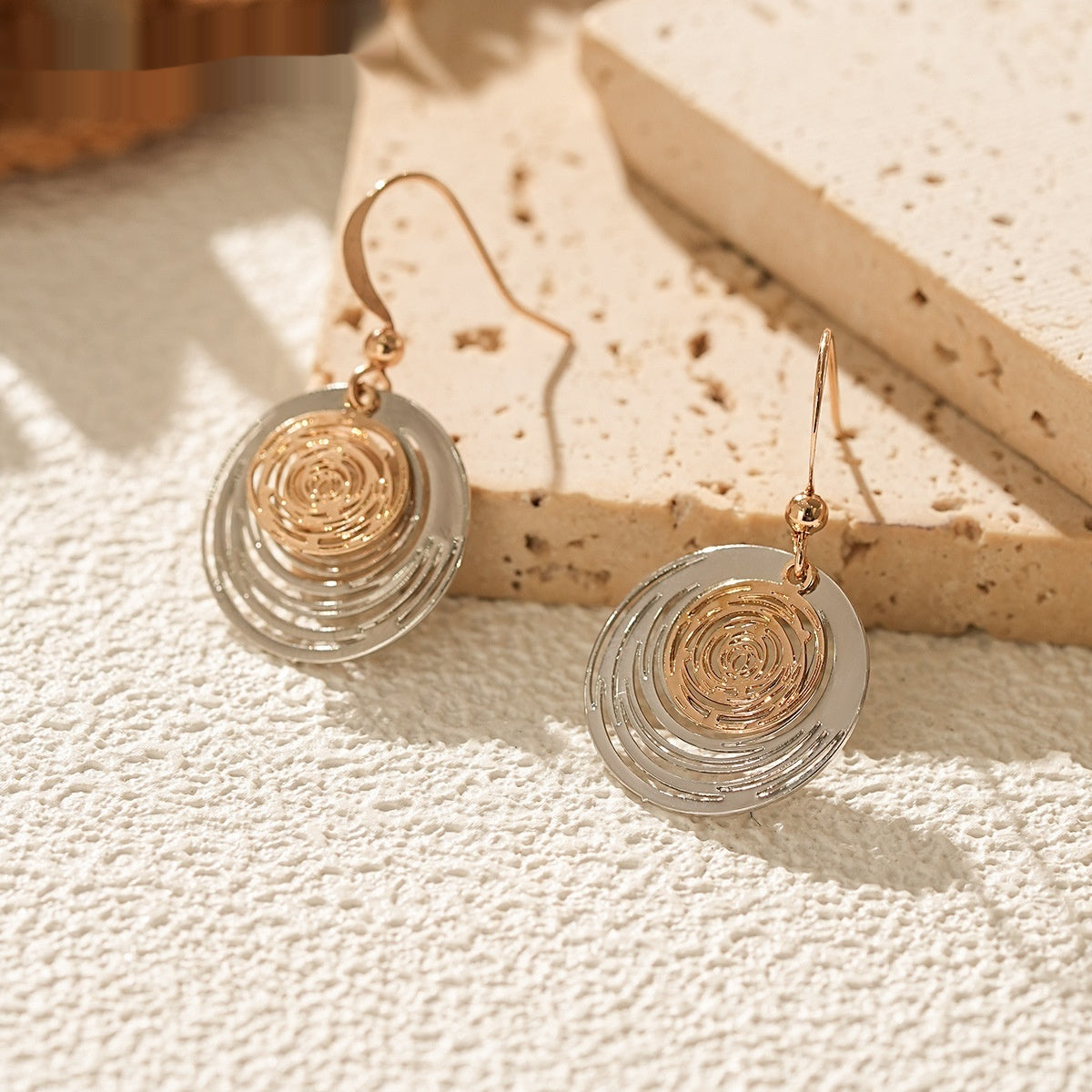 Women's Fashion Versatile Steel-colored Vortex-shaped Earrings