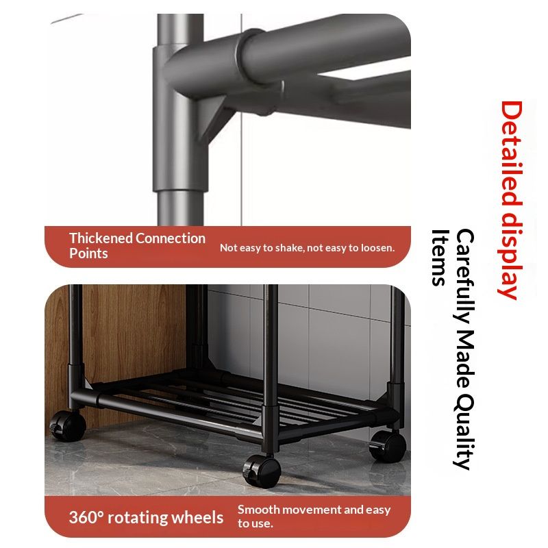 Mobile Shelving Unit Floor-standing Multi-tier Vegetable Rack Household Storage Shelf