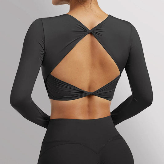 Exercise Underwear Bra Long Sleeve Slim-fitting Back Shaping Wicking Moisture-absorbing Yoga Clothes