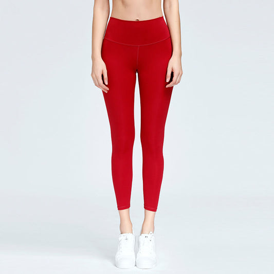 High Waist Nude Feel Yoga Clothes Thin Fitness Pants Cropped Leggings