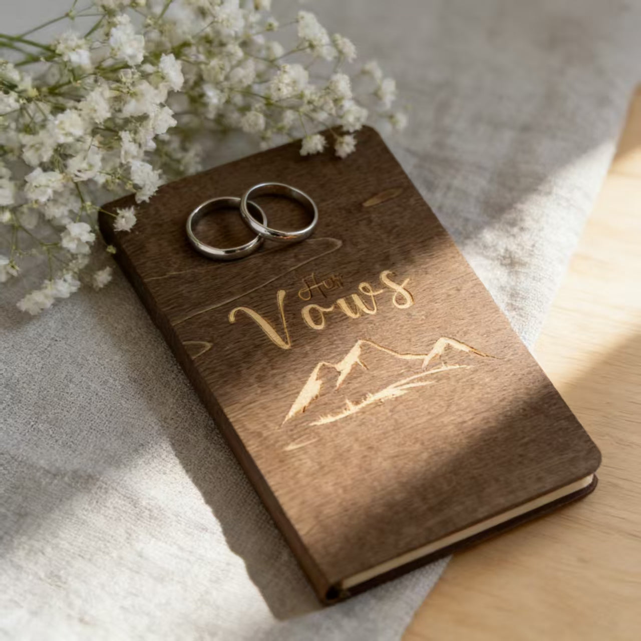 Wooden Wedding Vow Book Handwritten Love Oath Wedding Keepsake Gift