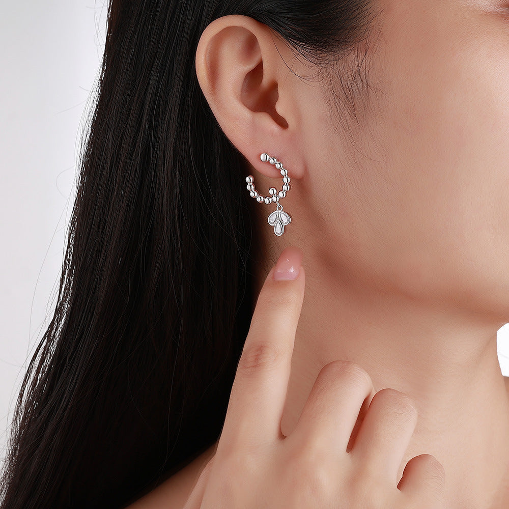 S925 Sterling Silver Beaded Hoop Earrings, Pear Cut D-VVS1 Moissanite Dangle, Platinum Plated 4.6g Women's Jewelry Gift Box Set