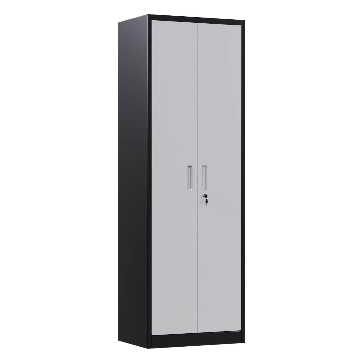 Metal Garage Storage Cabinet, Lockable Steel Storage Cabinet With 4 Adjustable Shelves For Garage, Office, Home, Assembly Required, Black & Gray