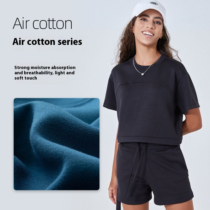 Summer New Air Layer Rayon Yoga Clothes Shorts Suit