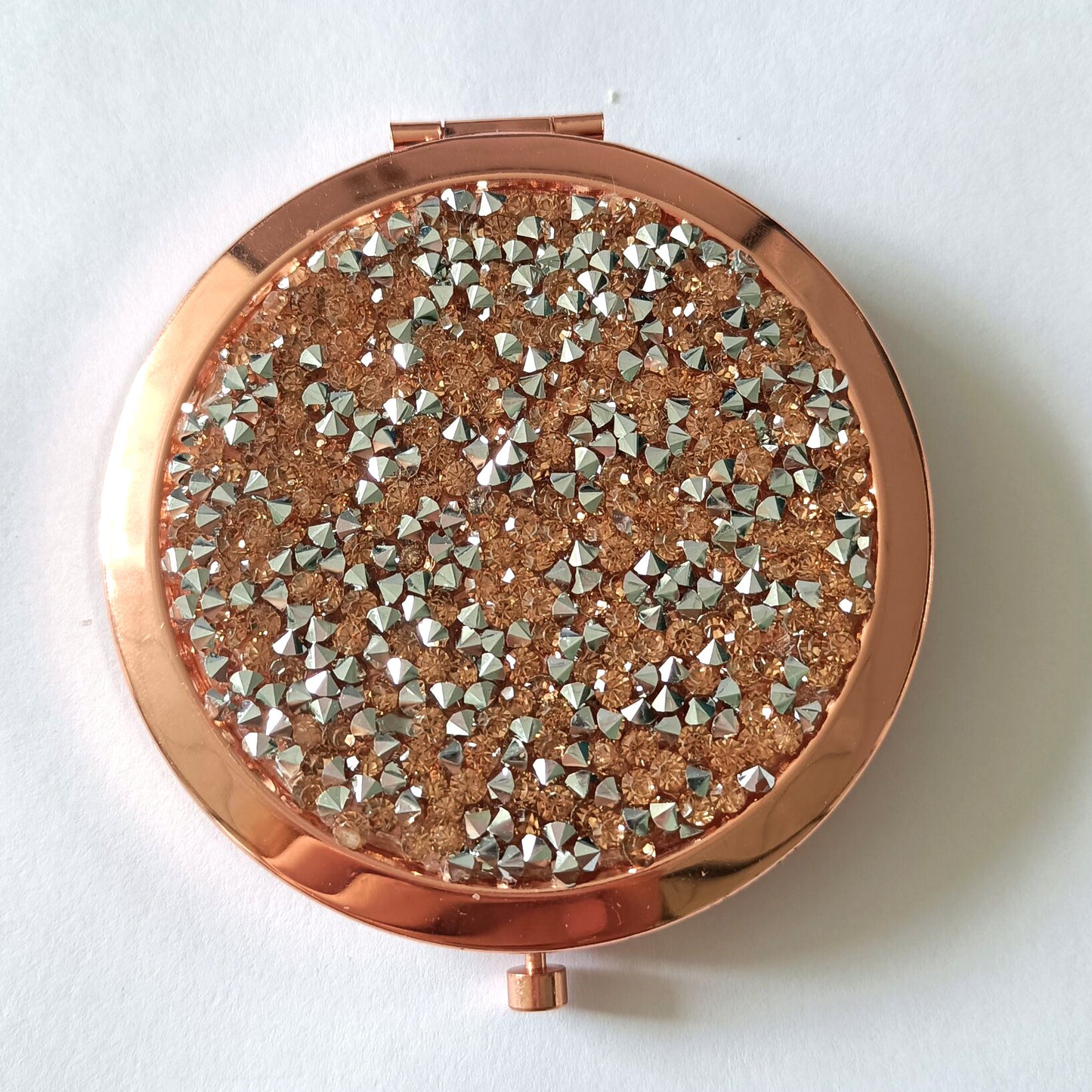 Crystal Stick-on Crystals Makeup Round Double-sided Portable Pocket Mirror