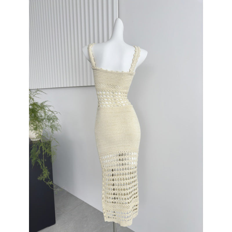 Kubliiv Beauty Curve Fil-Lumiere Weave Sexy Cutout Long Dress