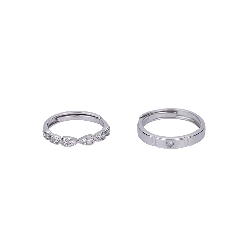 1 Pair 999 Sterling Silver Twisted Diamond Couple Rings, Minimalist Luxurious Promise Rings, Ideal Valentine's Day Gift For Lovers