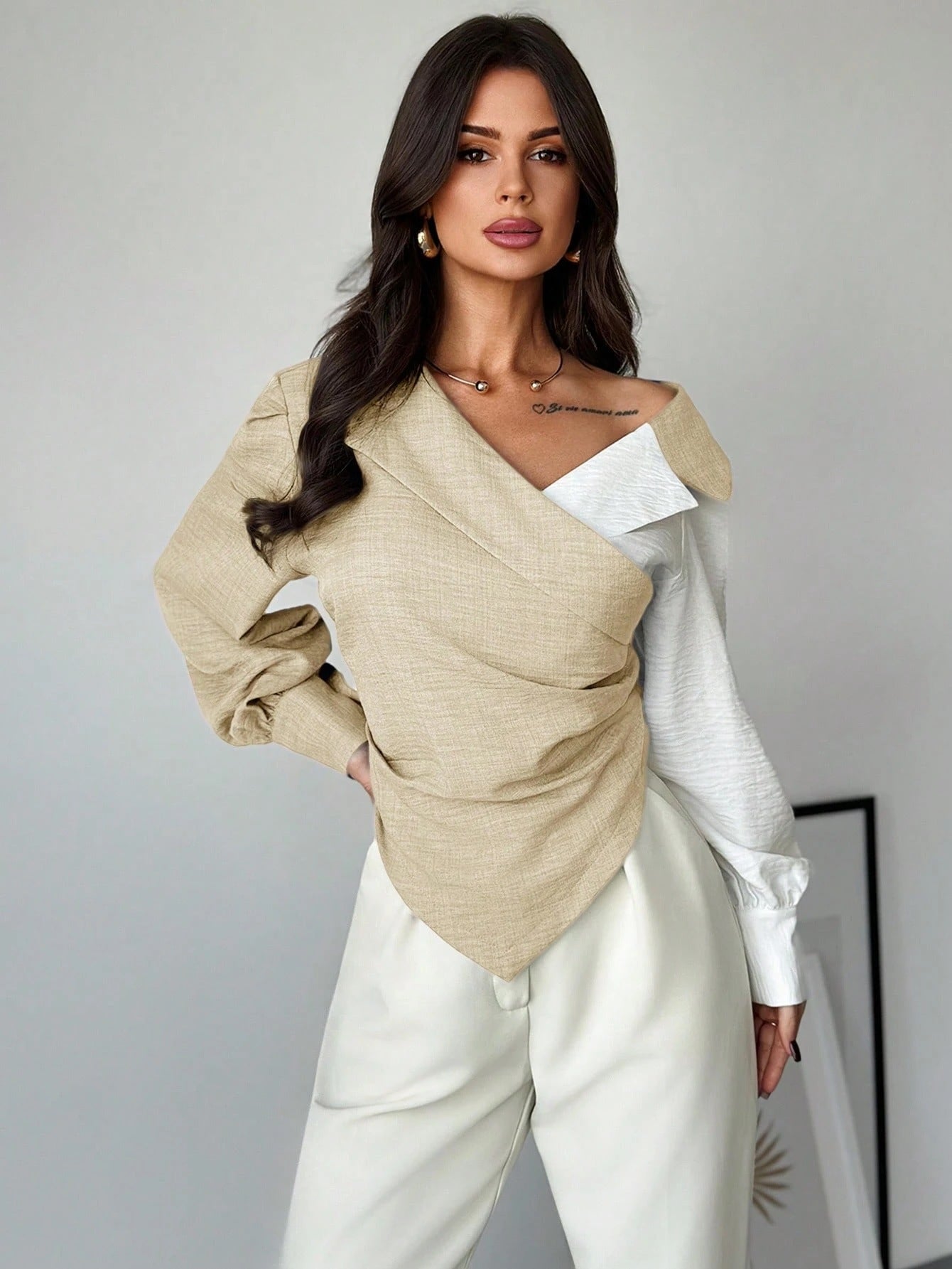 Notch-collar Belted Slim-fit Elegant Office Cardigan Top
