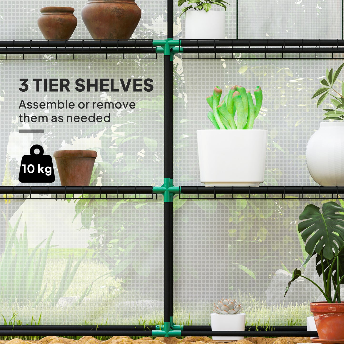 143 X 140cm Walk-In Greenhouse, With Accessories - White