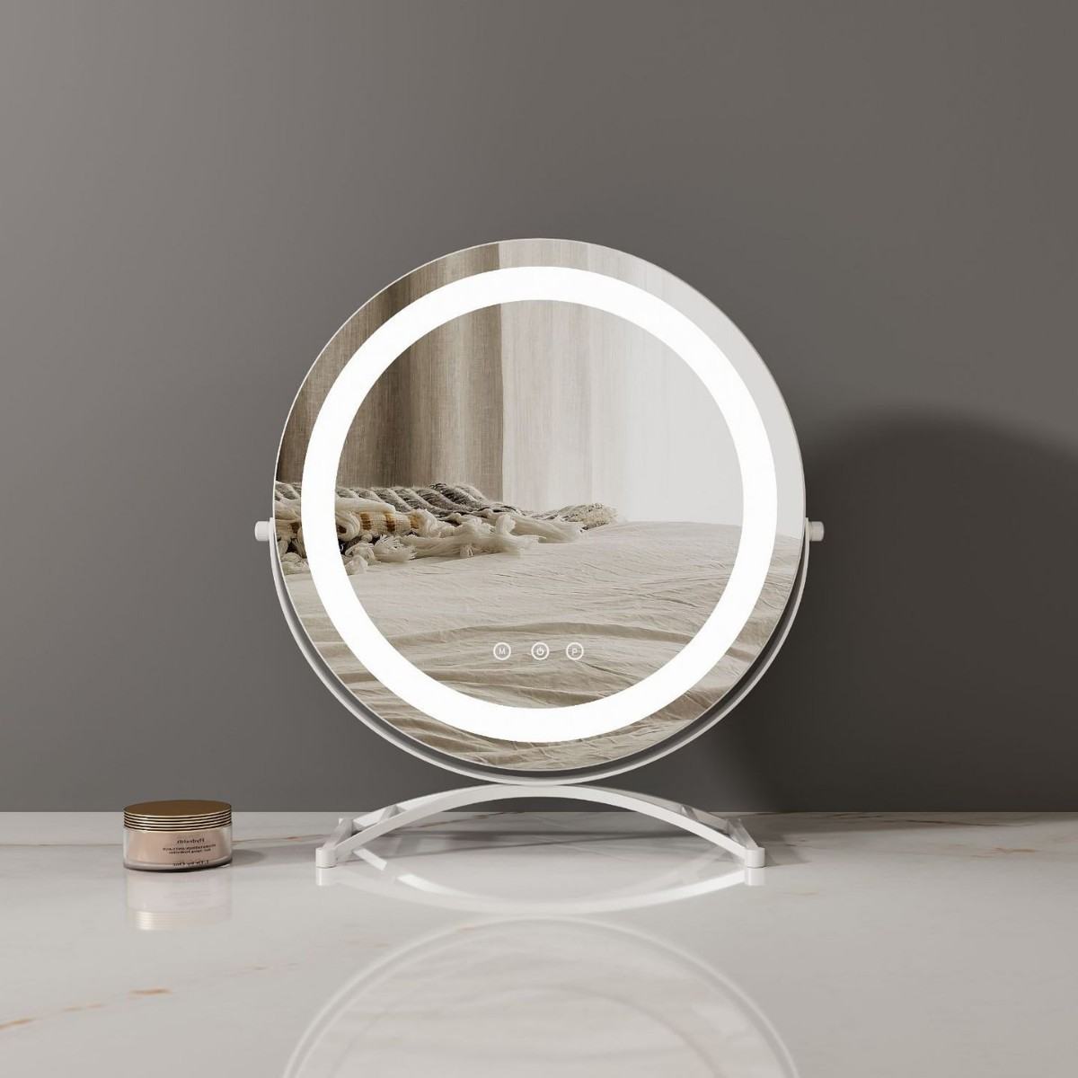 Round Black Dressing Table Makeup Mirror