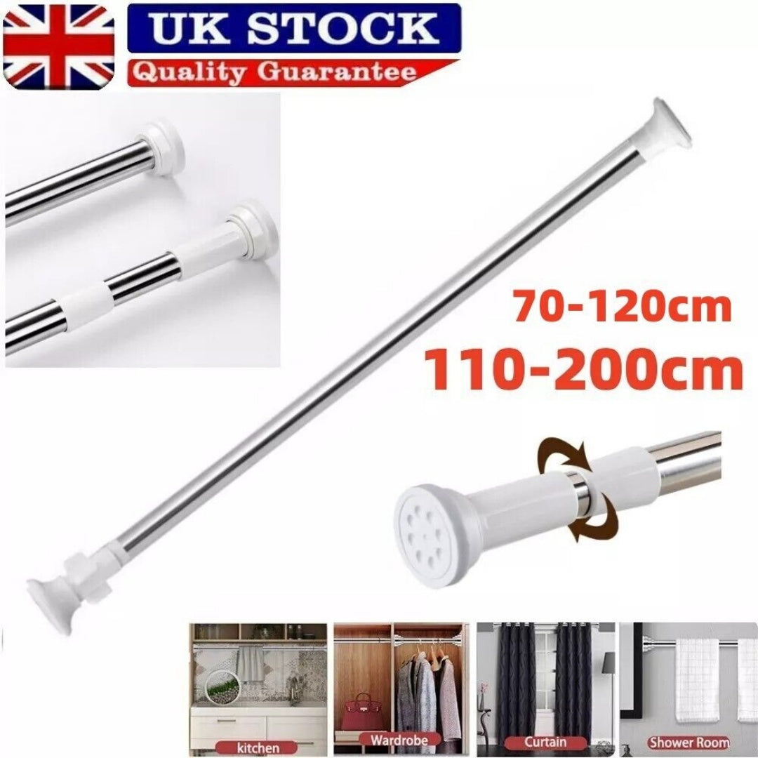 Heavy Duty Extendable Telescopic Shower Curtain Pole Rail Rod Bath Door Window--70-120cm