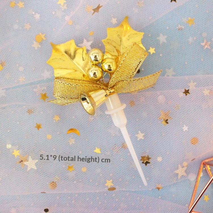 Christmas Cake Decoration Grass Ring Leaf Insert Christmas Dessert Table Decor Item