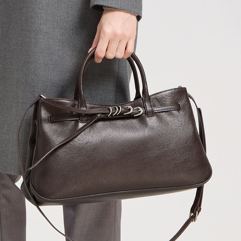 First-layer Vegetable-tanned Leather Bag Korean-style Minimalist Commuter Handbag