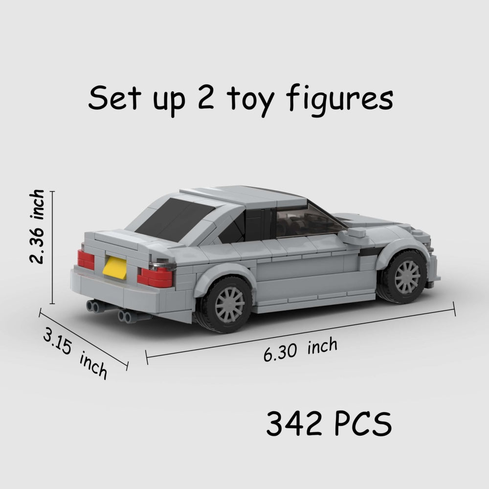 342PCS Silver Inspired Sports Car Building Blocks, Classic Coupe Vehicle Toy Kit For Kids And Adults, Collectible Retro Car Gift