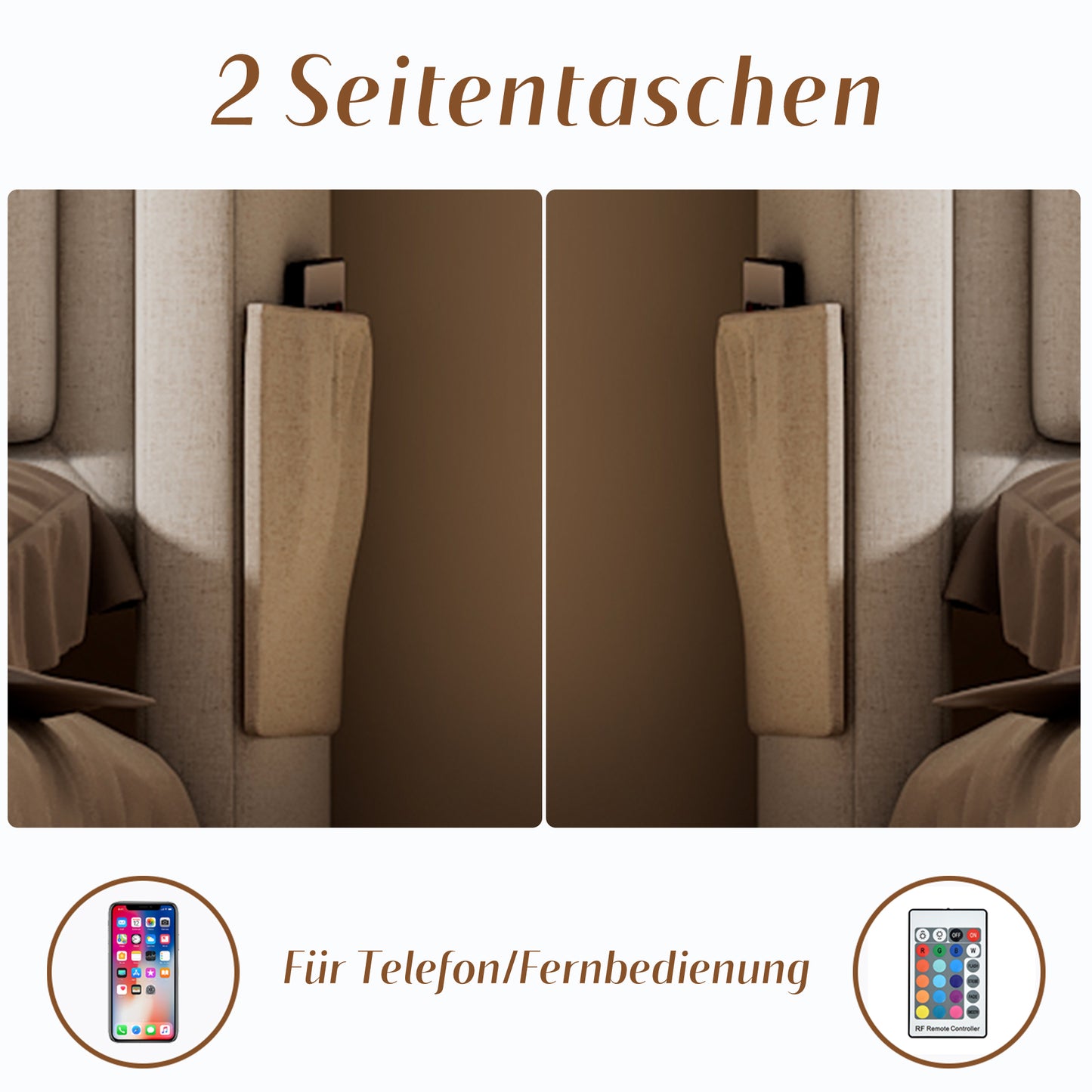 Upholstered Bed 140x200, Double Bed With LED Headboard And USB C Charging Function And 4 Drawers, Storage Beds With Wooden Slatted Base And Metal Frame, Load Capacity 300 Kg, Beige, Cotton Without Mat