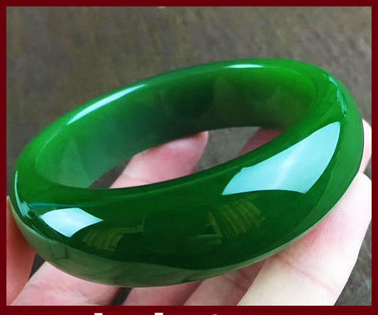 Classic Faux Hetian Nephrite Jade Bangle Elegant Widened Thick Spinach Green Stone Bracelet Premium Vintage Style Jewelry Gift For Mother