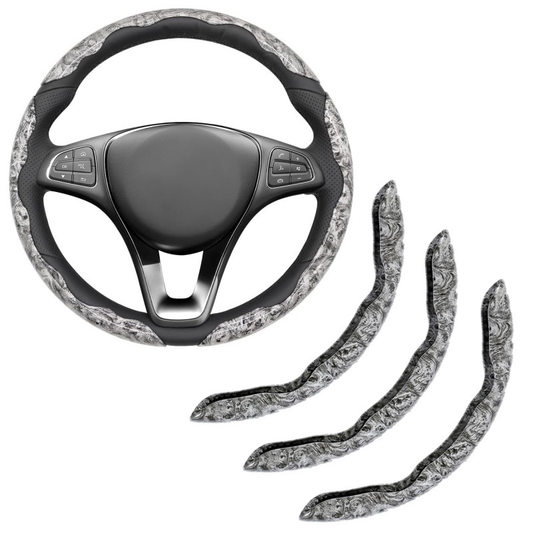 Car Wood Grain Steering Wheel Cover, Anti-Slip 2PCS Segmented Steering Wheel Protector, Anti-Skid Wheels Cover Universal Fit For Most Vehicles, Car Accessories For Women Men -Gray