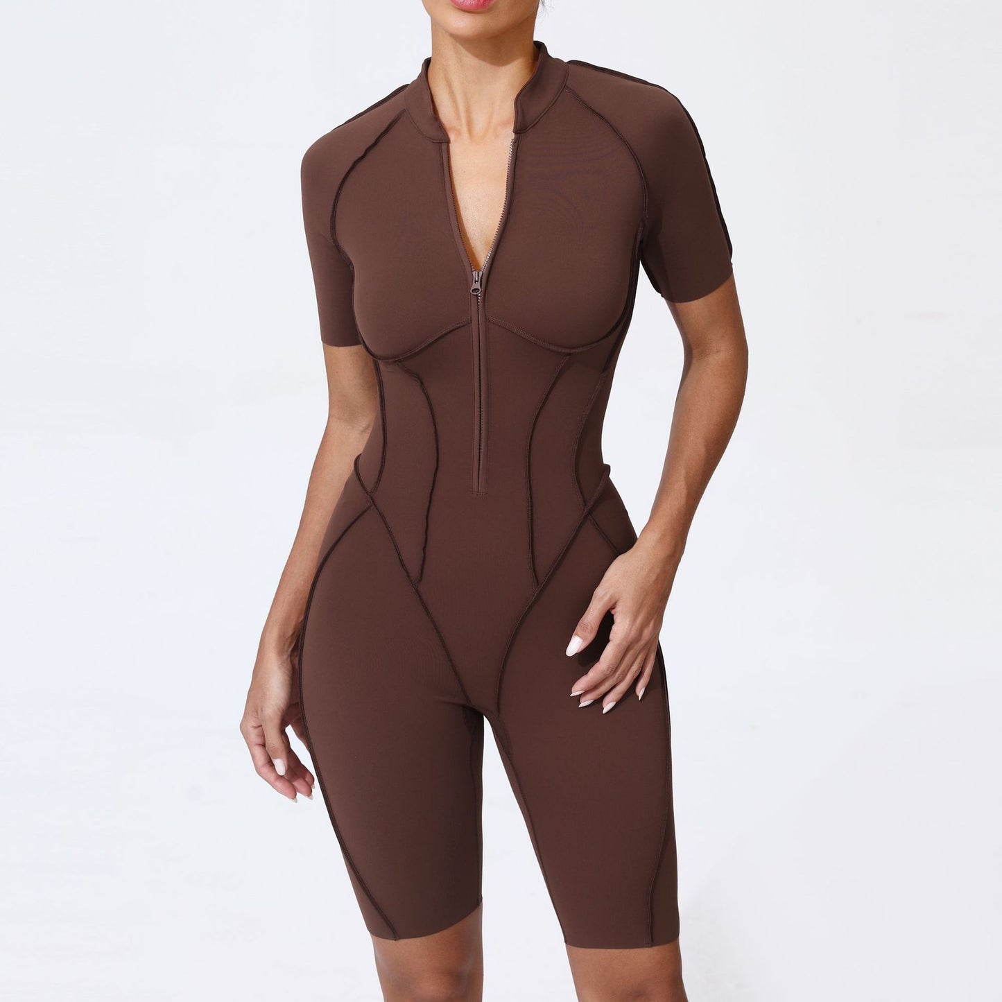 Seamless Fitness Bodycon Jumpsuit With No Padding