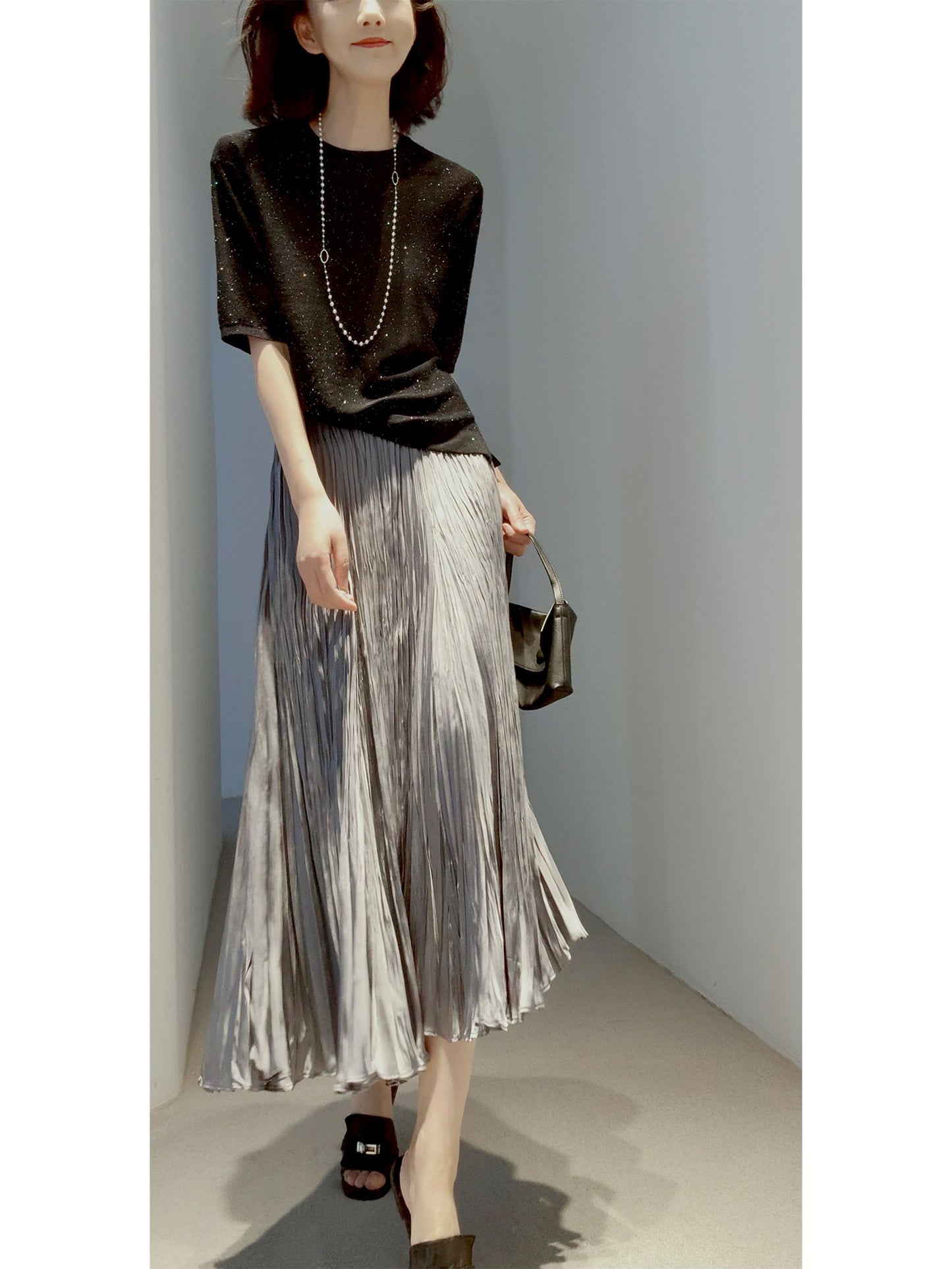 Quiet-luxury Fashion Pullover With Linen And Three-dimensional Colored Beads