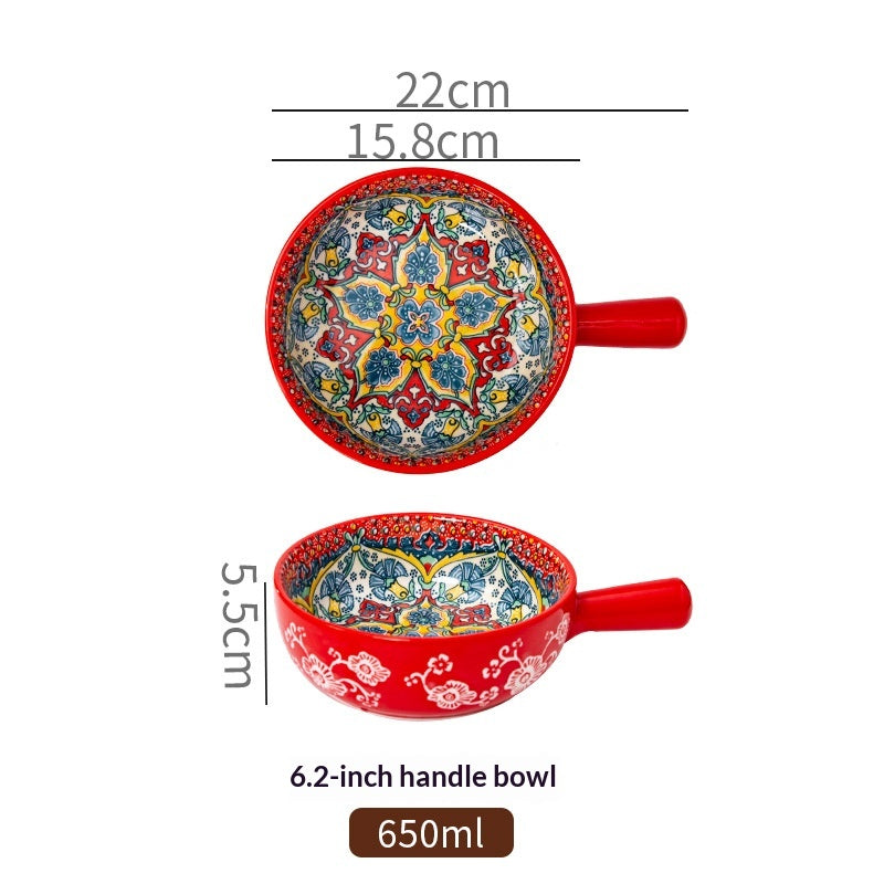 Bohemian Ceramic-handled Bowl Creative Design For Home Use