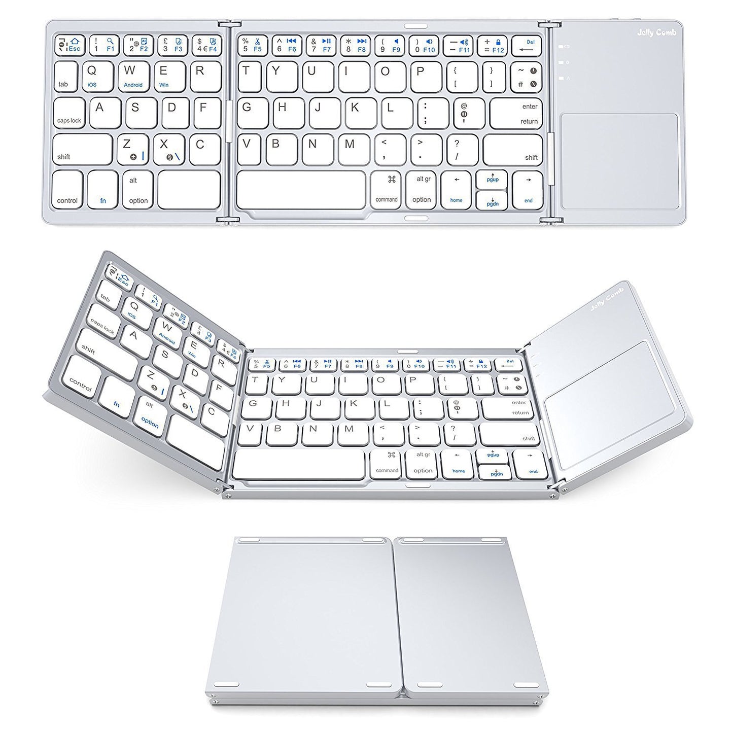 Folding Tablet Phone Computer Wireless Foldable Bluetooth Keyboard Multi-Function Button