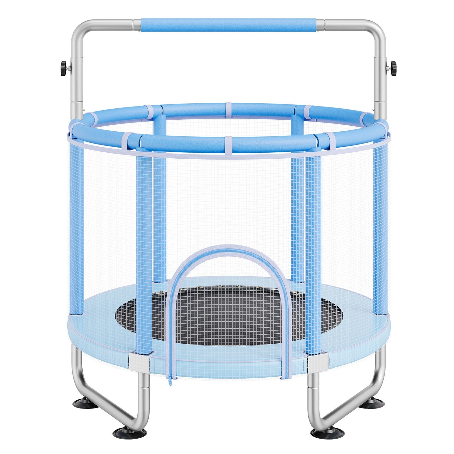 55" Kids Trampoline, 4.6FT Indoor Outdoor Trampoline, Mini Toddler Recreational Trampolinewith Safety Enclosure Net And Basketball Hoop, Birthday Gifts Christmas Toys For 3+ Years Children, Blue