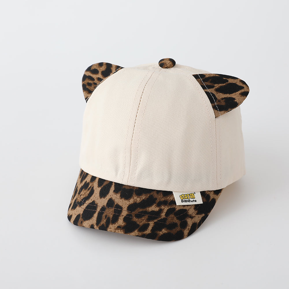 Korean Version Children's Patchwork Leopard Print Brimmed Adjustable Trendy Baseball Cap, Suitable For Outdoor Travel And Entertainment.