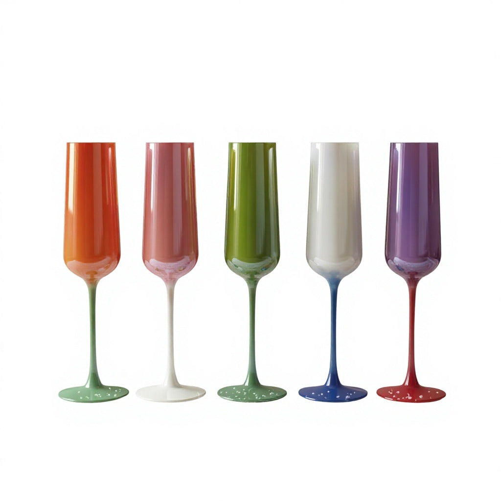 French Style Stemmed Glass Champagne Flute - Elegant Sparkling Wine Sweet Dessert Cocktail Glass for Home Bar Party