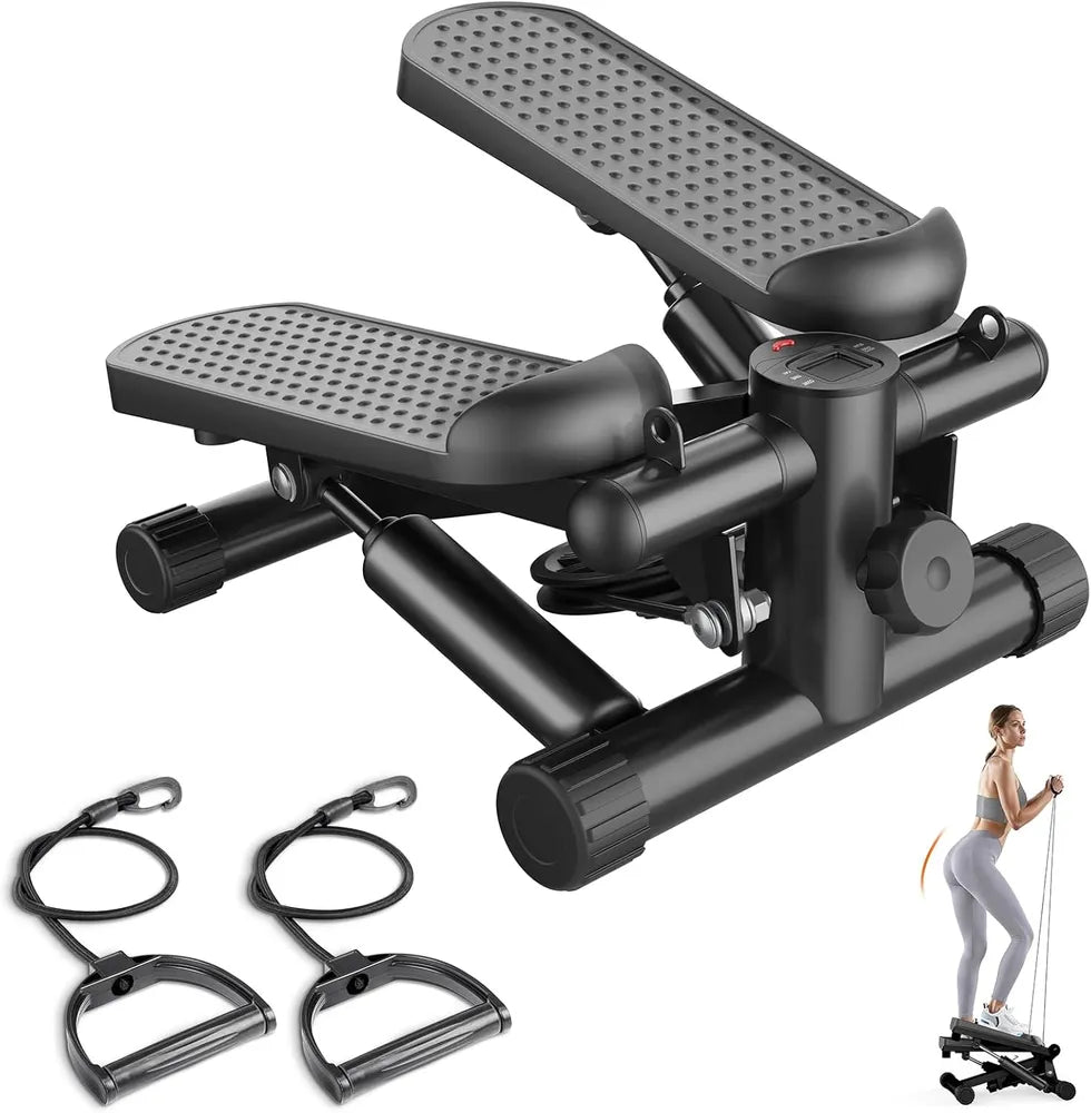 Mini Stepper With Resistance Bands, Portable Full Body Workout Stepper Machine Adjustable Foot Stepper For Fitness