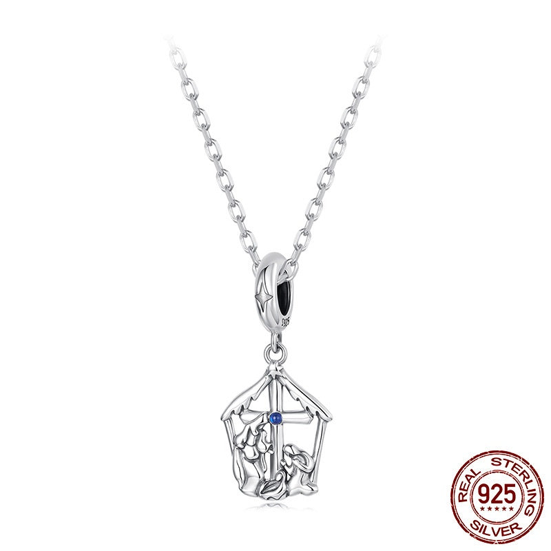 Pendant S925 Sterling Silver Happy Family DIY Jewelry Accessories Beading