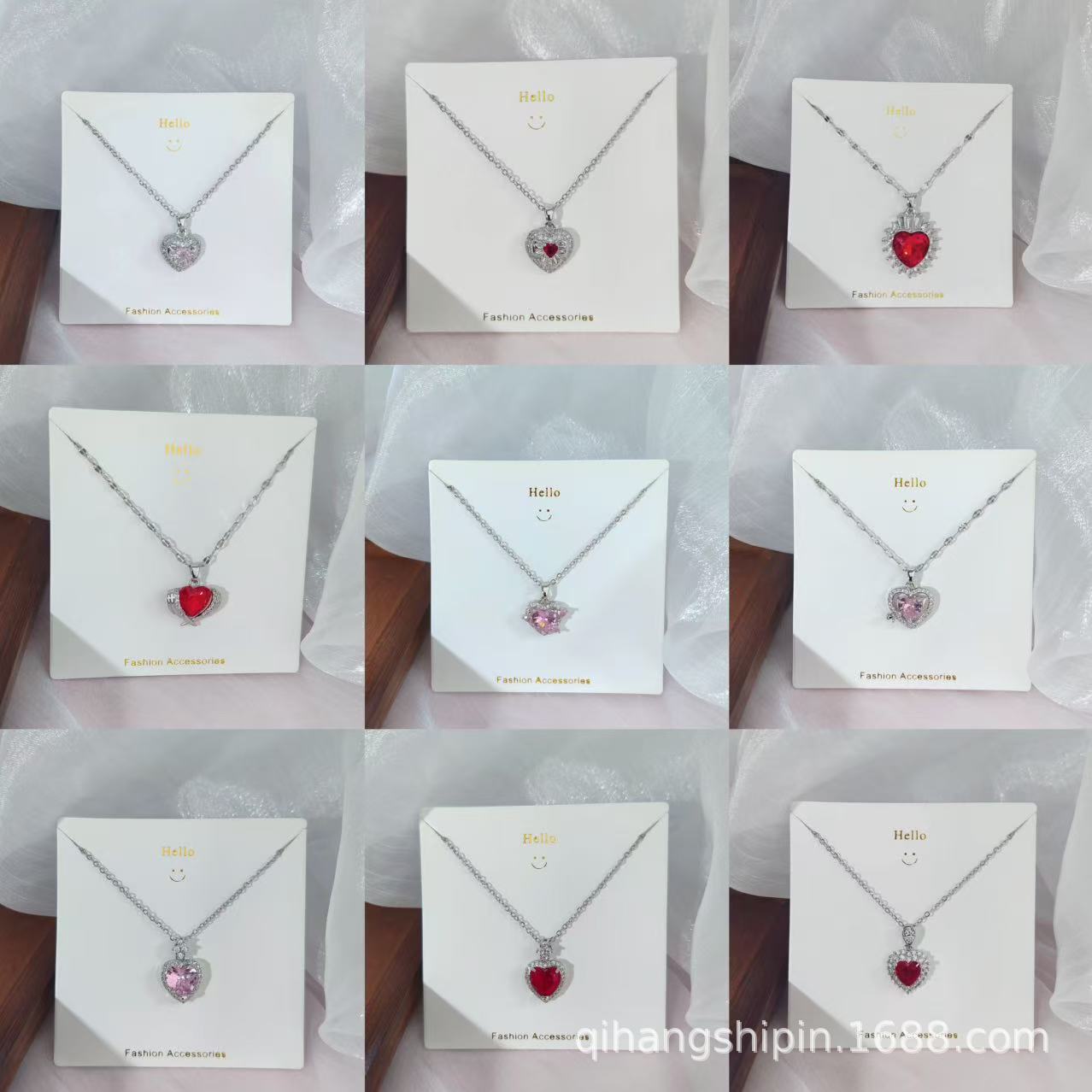 Korean New Zircon Heart Necklace For Women, High-End Fashion Temperament Versatile Collarbone Chain, Popular Live Broadcast Factory Wholesale