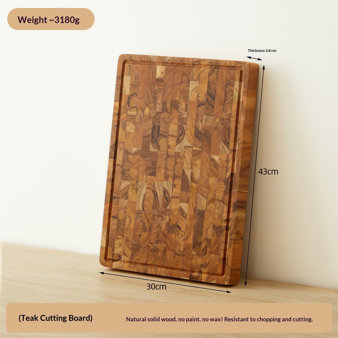 Teak Cutting Board Double-sided For Home Use Solid Wood