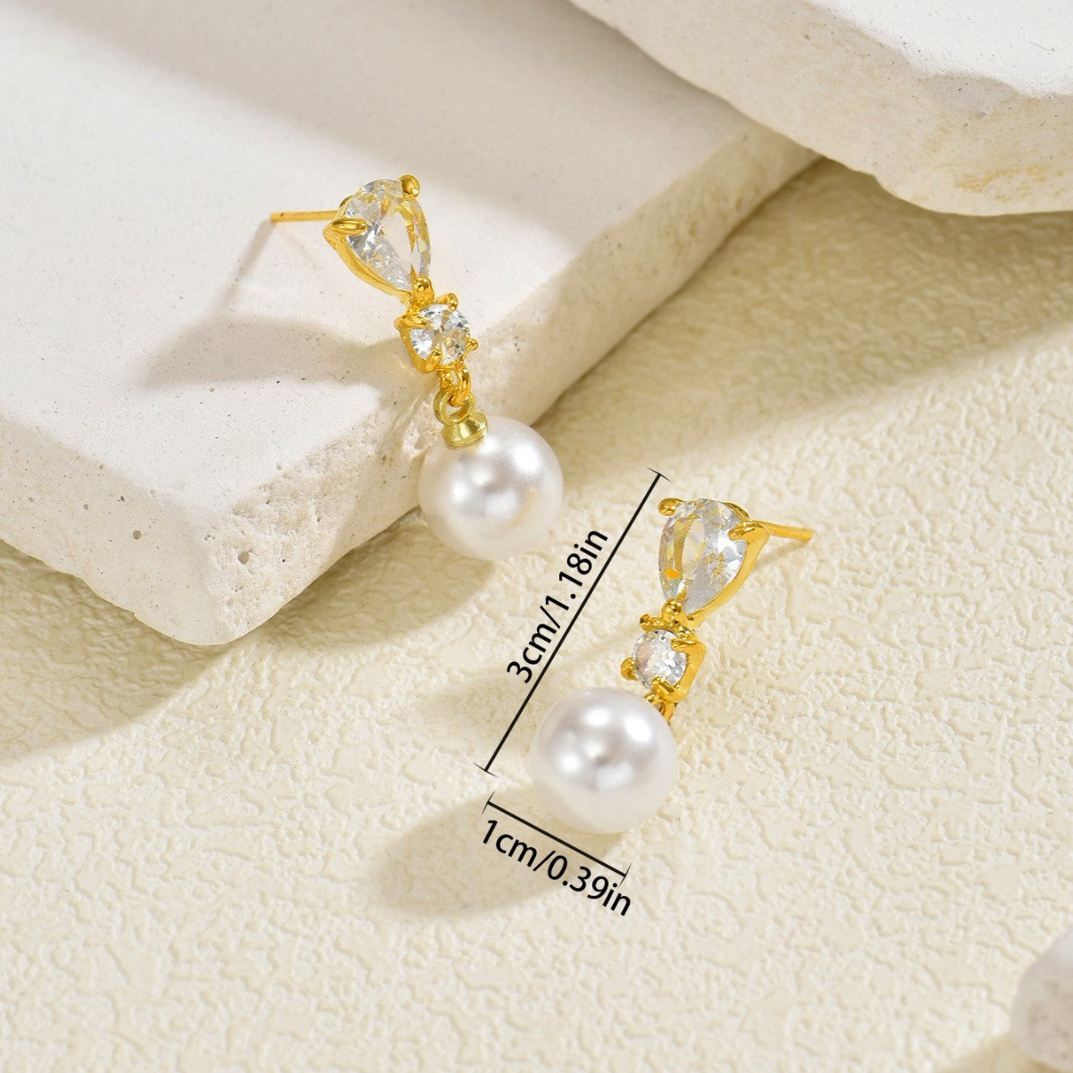 Cross-Border European American Jewelry, Niche Geometric Earrings Inlaid With Pearls & Cubic Zirconia, Fashion Versatile Stud Ear Jewelry For Women