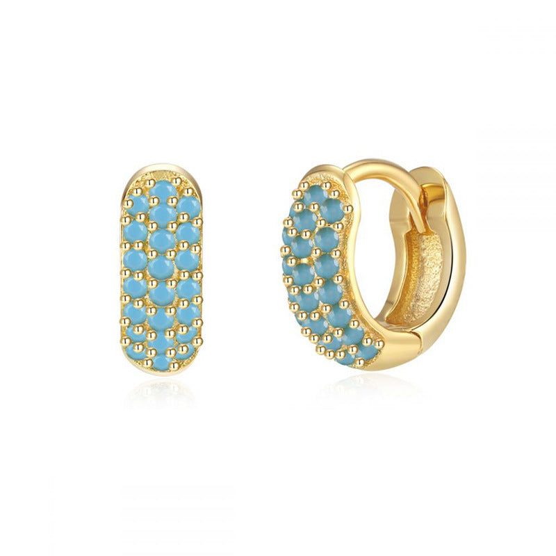 Color Zircon Ear Studs Popular Fashion Best-seller