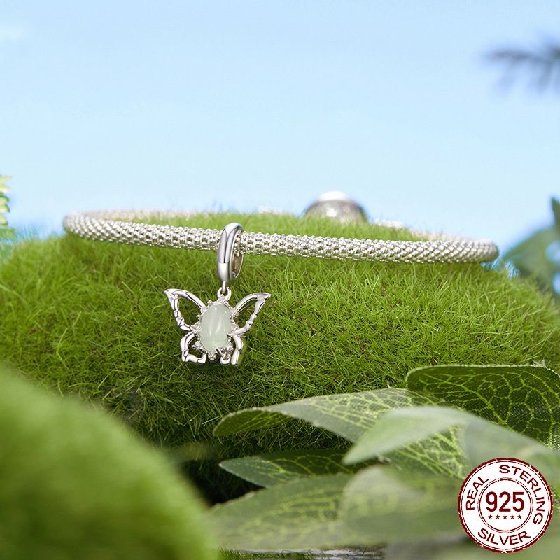 Butterfly Beaded Diy Bracelet Pendant S925 Pure Silver Ornament Accessories Beads