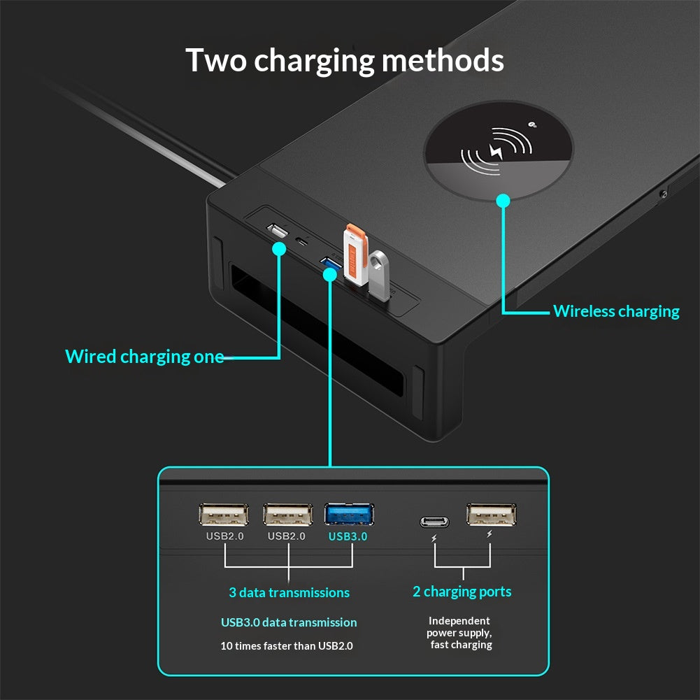 Monitor And Computer Riser With Wireless Charging Laptop Stand