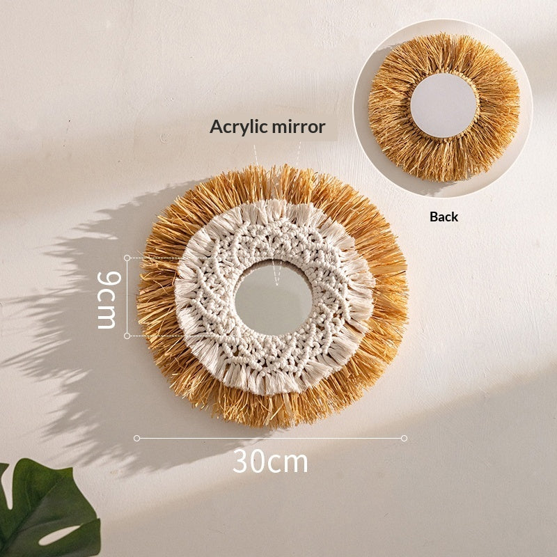 Natural Woven Raffia Decor For Bedroom Background Wall Decoration