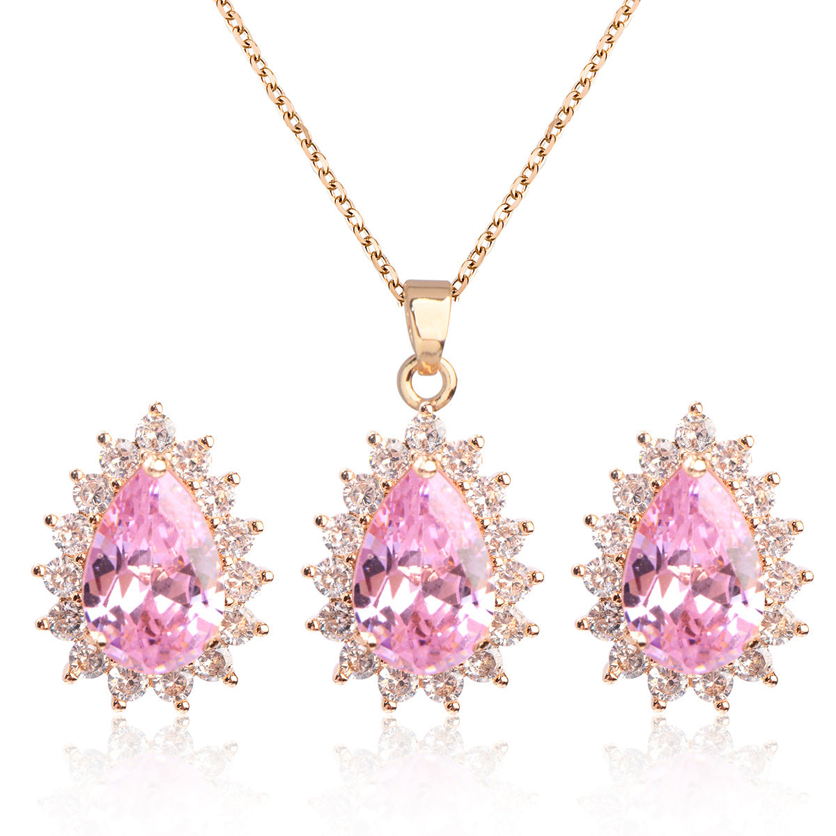 Sparkling Zircon Earrings And Necklace Set, Elegant And Exquisite Full Diamond Jewelry Set, Dress Accessories For Women, Light Luxury