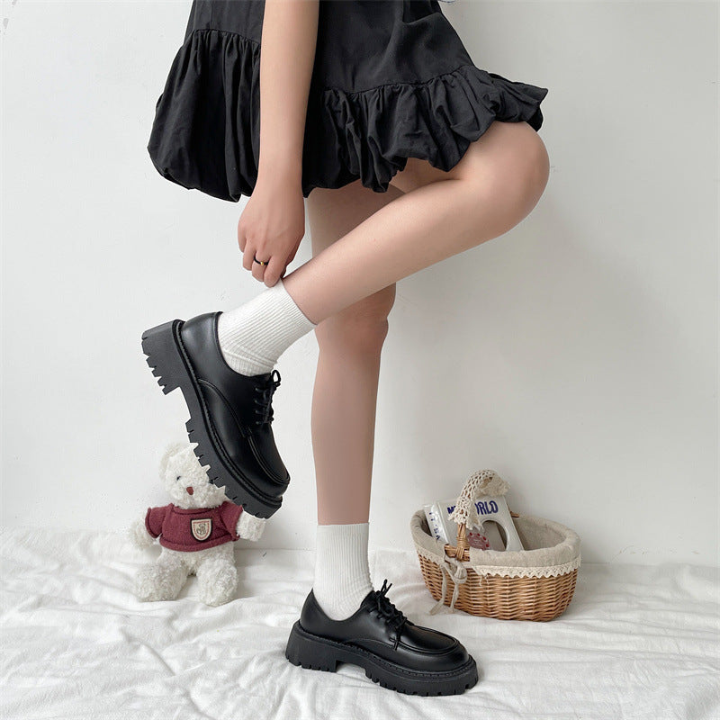Black Large-size Leather Shoes Womens New Spring Autumn Style