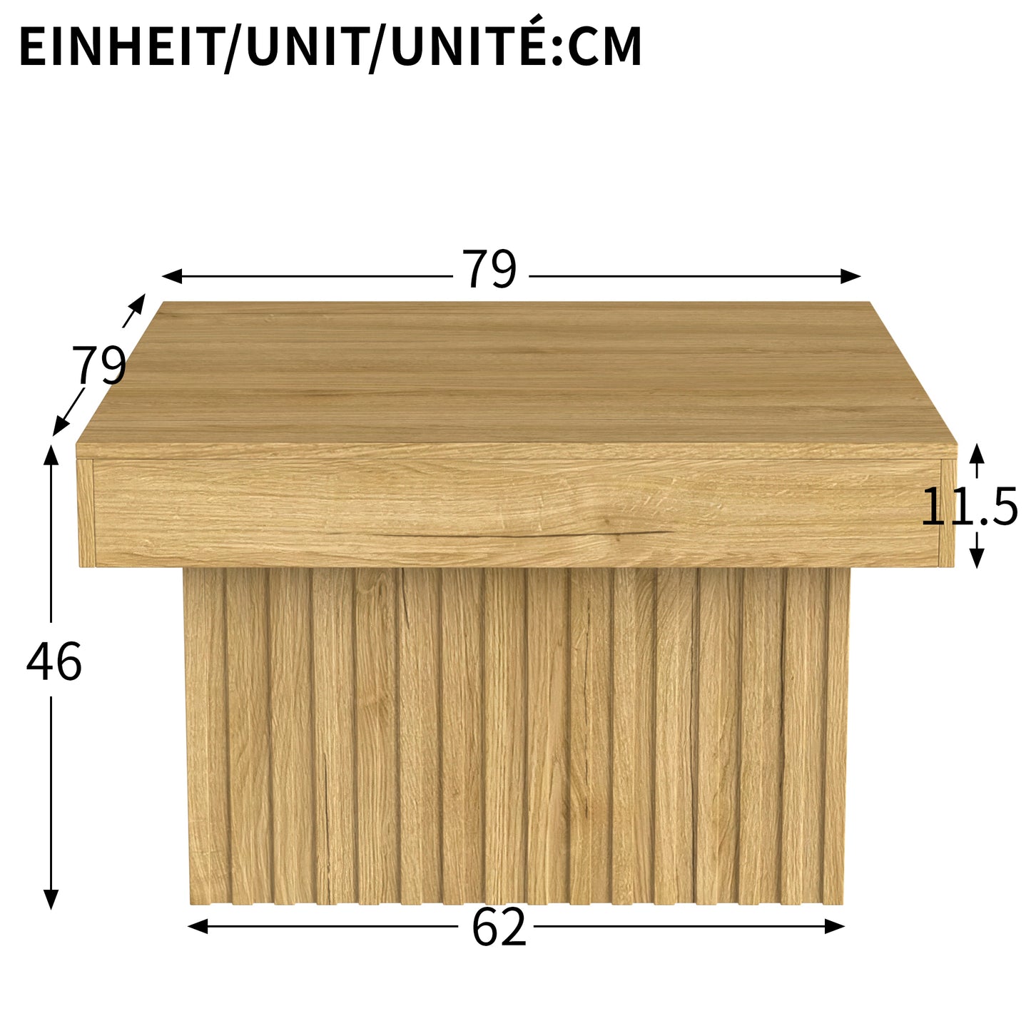Elegant Wooden Coffee Table With PB Table Top And MDF Base  Modern Design, Sturdy And Versatile, Ideal For Living Room, Dining Room And Office  79x79x46 Cm