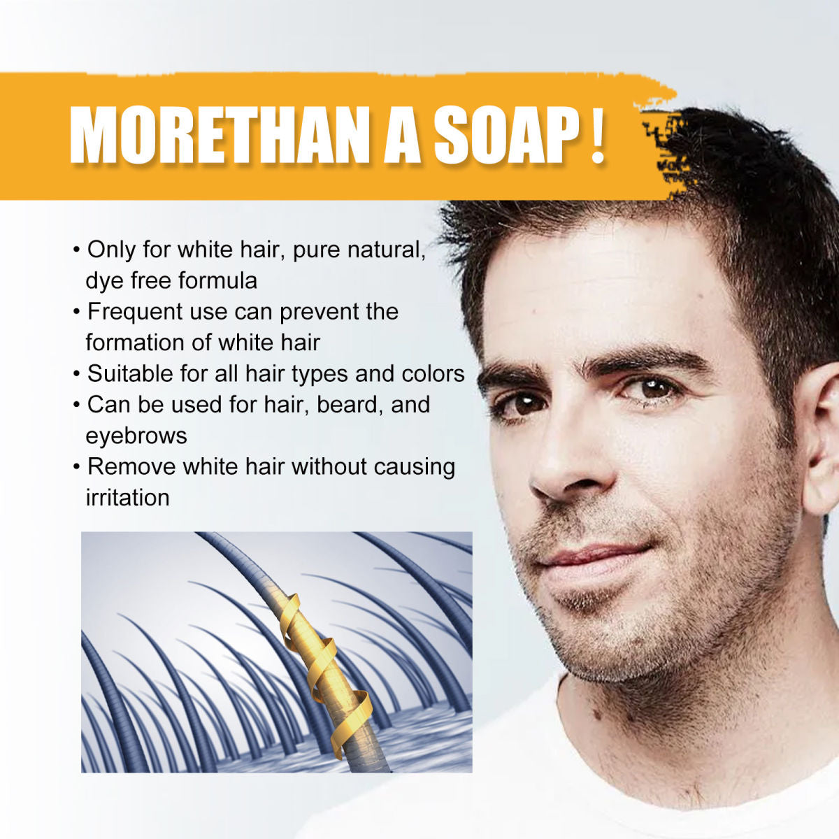 East Moon Men's Black Hair Soap, Moisturizing Black Shiny Hair Cleansing Shampoo Soap