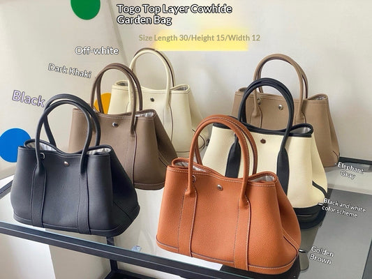 Foreign Trade Genuine Leather Women's Bag, Top Layer Cowhide Garden Bag 30cm, Genuine Leather Fashion Handbag, Large Capacity Commuter Tote Bag