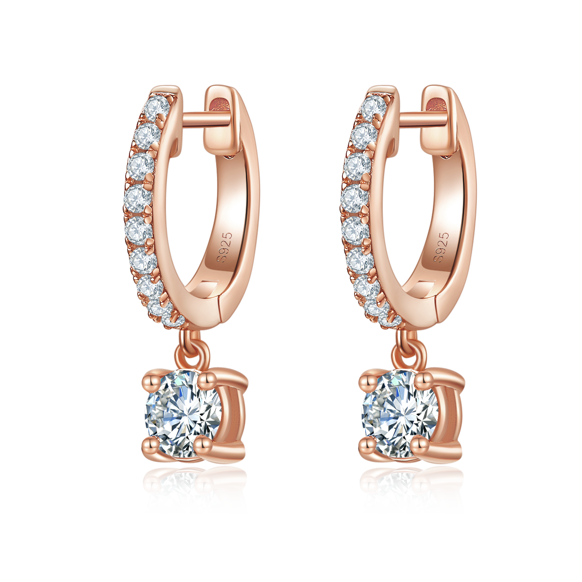 3g S925 Sterling Silver Moissanite Dangle Hoop Earrings  5mm Drop With Pave Hoop & GRA Certificate, Platinum Plated Jewelry Gift Box Set For Women