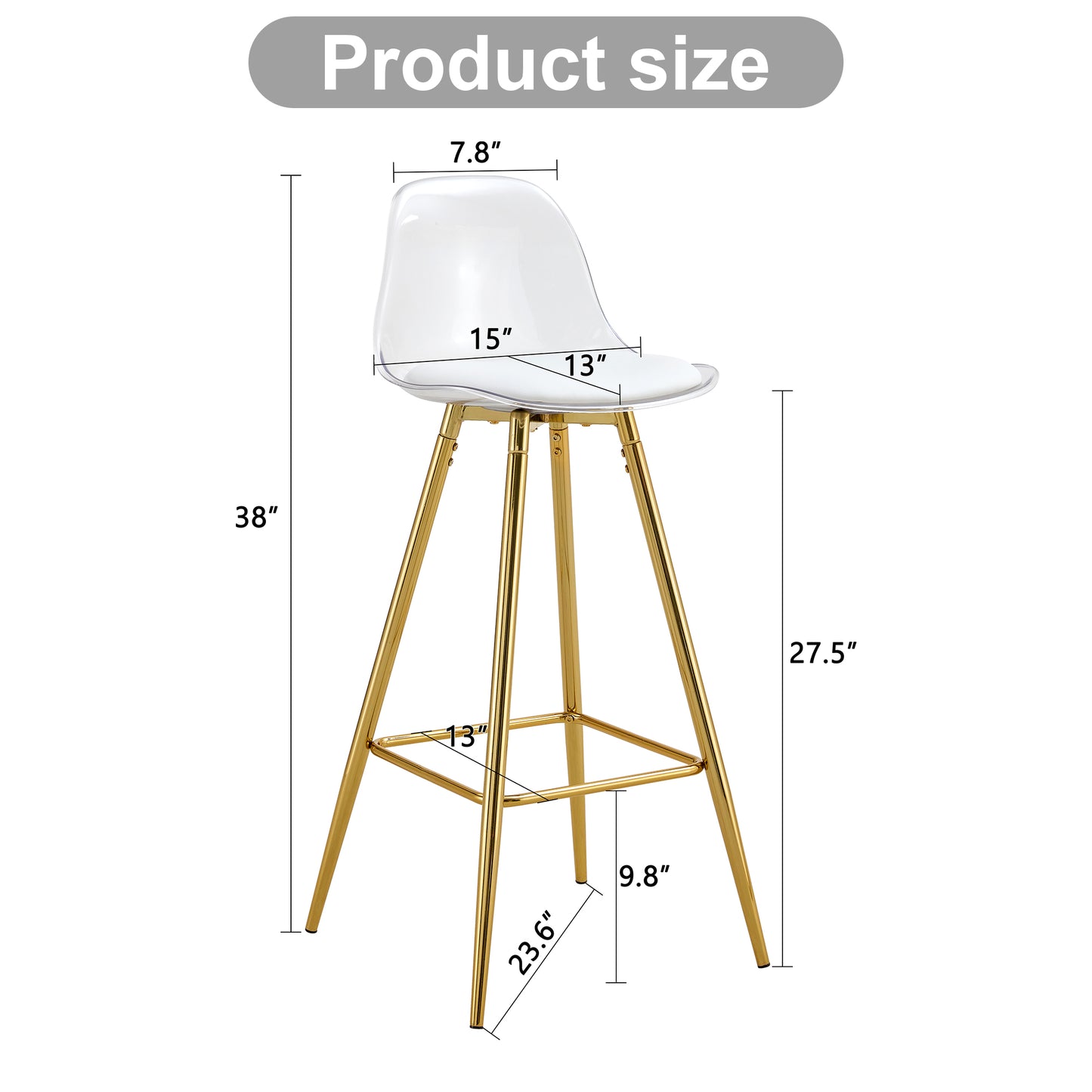 Modern And Comfortable Upholstered Bar Chairs, Metal Legs, Small Size Bar Chairs, Suitable For Part Of The Crowd, Stylish Design For Dining Room, Kitchen, Terrace And Living Room Chairs.