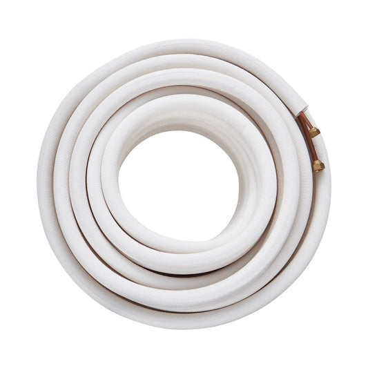 50FT Mini Split Line Set, 1/4" & 3/8" O.D Copper Pipes Tubing And Triple-Layer Insulation, For Mini Split Air Conditioning Refrigerant Or Heating Pump Equipment & HVAC With Wrapping Strips.