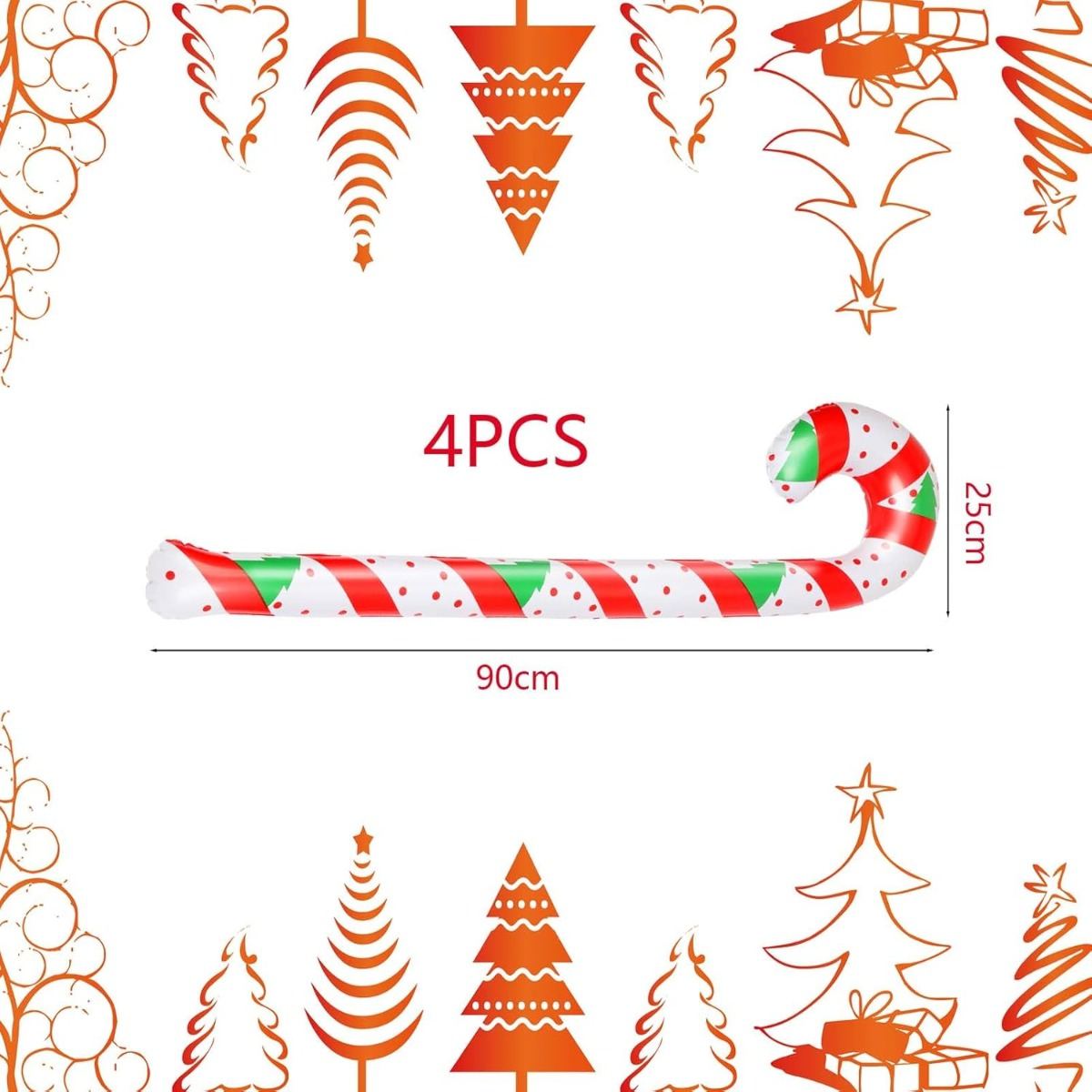 4 Pieces, 90 Cm Inflatable Candy Canes,Christmas Inflatable Candy Canes, Inflatable Candy Cane Sticks,Christmas Decorations For Christmas Parties, Outdoor Front Door Christmas Decorations,Party Gifts