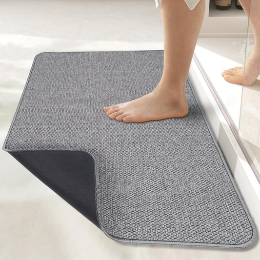 Bath Mat,Ultra Thin Bathroom Rugs,Rubber Bath Mats For Bathroom,No Slip Bath Rugs,Quick Dry,Machine Washable,Low Pile,Absorbent,Shower Outside,Sink,Home Decor Accessories.Grey,