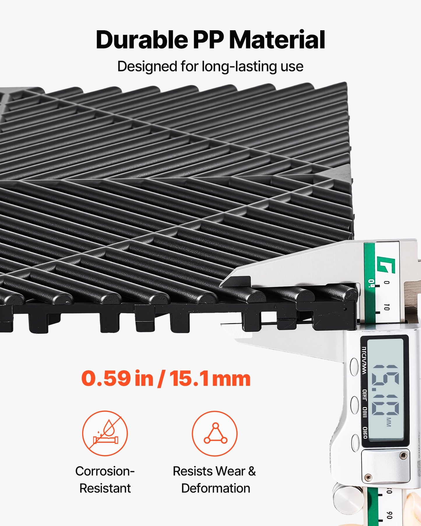 Interlocking Drainage Mats, 12" X 12", Modular Garage Flooring Tiles, Non-Slip PP Drainage Floor Tiles, Self-Draining, Easy Installation, For Bathroom, Kitchen, Pool & Outdoor, Black, 12 Pack